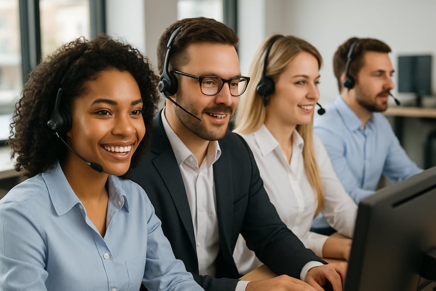 Call center agents providing customer service and sales support